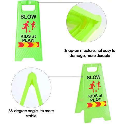Slow Kids At Play Signs For Street Double Sided With Reflective Tape High Visibility Children At Play Safety Sign 2 Pack Green