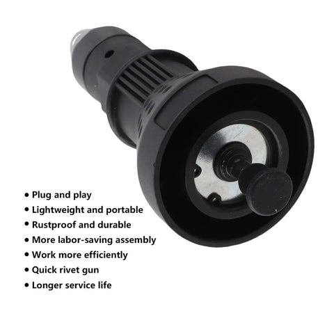 Kick Up Your DIY Game With This Electric Rivet Adapter For Drills. Effortless 2.4mm To 4.8mm Installation Plus Tough Three Claw Design Makes Vehicle Mods And Mechanical Upgrades A Total Breeze Without The Strain. black drill rivet adapter