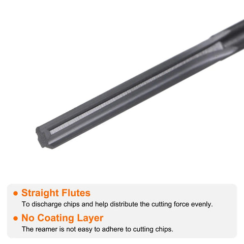 Carbide Chucking Reamer 0.1245 Inch Diameter 3.162mm Straight Flute Straight Shank Tool with no coating and straight flutes