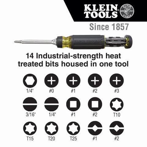 Ratcheting Multi-Bit Screwdriver 15-In-1 With Phillips Slotted Square Torx And Combo Bits Plus One Quarter Inch Nut Driver