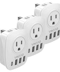 Three Six In One UK Travel Plug Adapter For US To UK Use Must Have Power Hub With Two Outlets Three USB Ports And One USB C Port
