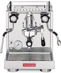 Front view of Cellini Classic Pro Grade Espresso Machine In Stainless Steel With Electronic Auto Water Level Anti Vacuum Valve Removable Water Tank Boiler Manometer Temperature Light Indicator