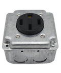 Built Like A Tank 50 Amp Power Outlet Receptacle Nema 14 50R four prong socket in rugged galvanized steel housing