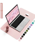 Pink Non Slip Leather Desk Pad With Waterproof Top For Laptop And Keyboard Large 23.6 By 13.7 Inches Anti Slip Back Suede