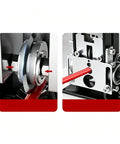 Close-up of heavy duty drill powered copper wire stripper showing tungsten steel cutters for efficient cable stripping.