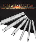 Premium Tap Extractor Set Makes Removing Stripped Or Broken Screw Heads A Total Breeze With This High Speed Steel Kit Perfect For Home Repair Jobs Involving Industrial Bolts And Tough Metal Fasteners That Just Won't Budge. HSS screw extractor set with sizes 1# to 6#