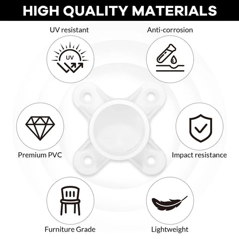 Set Of 25 White PVC Flanges For Half Inch Pipes DIY Rod Holder And Shelving Fittings Table Mount Caps And Support Feet Built To Last With A Dope Glossy White Finish For A Clean Pro Look On Any Project showcasing quality materials like UV resistance, anti-corrosion, and premium PVC.