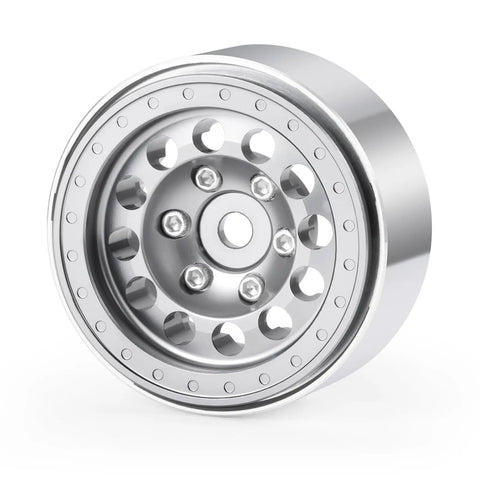 1.3 Inch Beadlock Aluminum RC Wheel Set For 1/18 TRX4M And 1/24 Axial SCX24 Crawler Upgrades In Silver Three Piece