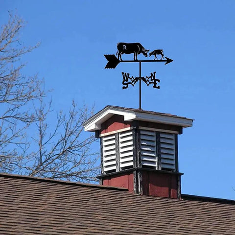 Farmhouse Style Metal Weather Vane Roof Mount Kit For Outdoor Yards And Barns Durable Stainless Steel Weather Vane With Wind Direction Indicator Rust Resistant Bracket And Decorative Cowboy Theme For Roof Or Garden