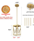 Modern Gold Pendant Light With Metal Cage One Light Adjustable Rods Mini Pendant Fixture dimensions diagram