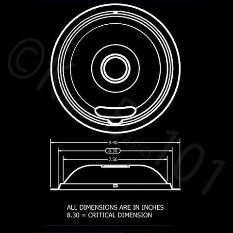 Technical diagram of Porcelain Drip Pan Set for Frigidaire Kenmore Ovens, Replacement Four Piece Includes Two 6 Inch And Two 8 Inch Pans, Made in USA, Durable Fit And Easy Cleanup.