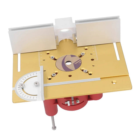 Precision Router Table Lift System Height Adjustment Base With Insert Plate And Sliding Ruler Hella Tough Aluminum Build for wood milling.
