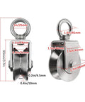 Built Tough Heavy Duty V Groove Casters That Roll Smooth As Butter, 304 Stainless Steel rollers with size measurements.