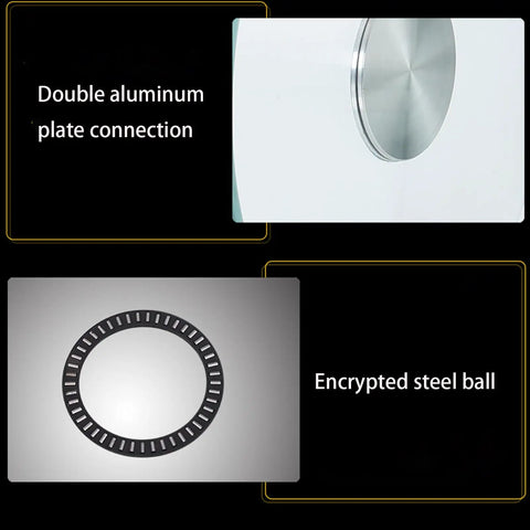 Tempered Glass Lazy Susan Turntable For Dining Tables And Banquets details; aluminum connection and steel ball bearing