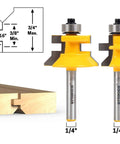 Tongue And Groove Router Bit Set For Wood Flooring Two Bit One Quarter Inch Shank Premium C3 Micro Grain Tungsten Carbide Blades