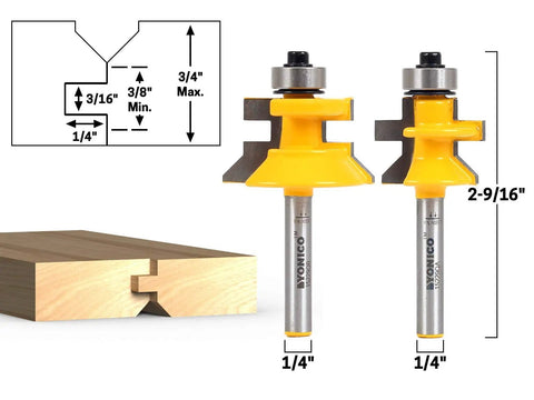 Tongue And Groove Router Bit Set For Wood Flooring Two Bit One Quarter Inch Shank Premium C3 Micro Grain Tungsten Carbide Blades For Sharp Long Lasting Edge DIY Friendly For Five Eighths Inch Stock Table Mount Router Use