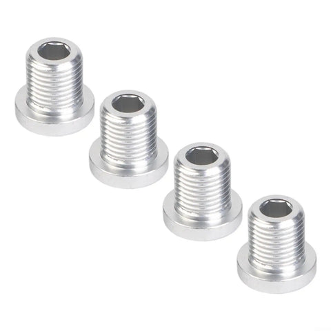 Set Of 4 M10 Rear Derailleur Hanger Bolts For Bikes Aluminum Alloy Lightweight And Durable Perfect For Accessory Mounting Chain Tensioners And Quick Install Bike Upgrades, showing close-up of silver bolts in a row.