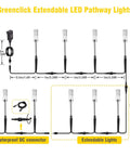 Diagram of Extendable LED Pathway Lights 6 Pack Low Voltage 12V AC DC 570 Lumen Yard Walkway Driveway Landscape Lamps, connectors