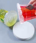 500 Pcs White Leak-Proof Cup Lid Liners, Round Sealing Paper Pads, Waterproof Spill-Proof Paper for Plastic Cups, Milk Tea Coffee Beverage Cups, Heat and Cold Resistant, 5.1 Inch Film Seal Pads on stacked white pads