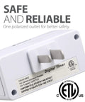 Back view of Two Pack 24 Hour Programmable Digital Outlet Timer With On Off Program LCD Display Mini Indoor Plug In 125V 15A