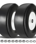 Twofer 13x5.00-6 Flat Free Lawn Mower Tires With Bearings 3/4 Inch 1/2 Inch And 5/8 Inch Replacement Wheels For Lawn Tractors And Push Mowers, Smooth Rolling, Durable Turf Tires, two black tires with bearings and spacers