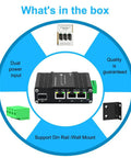 Bulk 40 Pack Factory Price Industrial Gigabit PoE Switch With 3 Ports, Fiber SFP Slot, Dual power input, wall mount kit