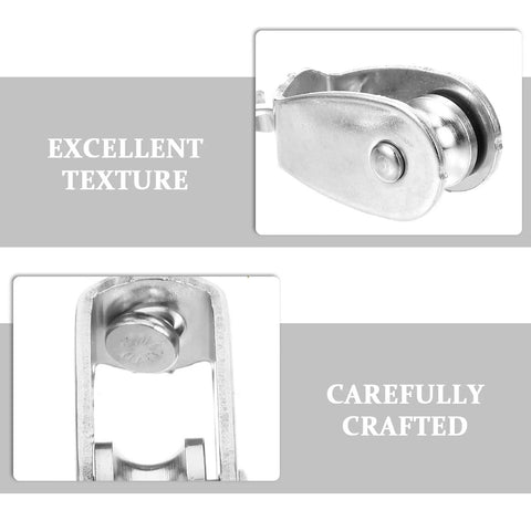 Five Pack Stainless Steel Cable Pulleys With Bearings For Wire And Track Rigging Pro Grade Heavy Duty Lifting Wheel Kit M15 Size Durable Trolley Roller For Home Utility And DIY Projects, close-up view