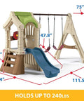 Tot Friendly Outdoor Kids Playset With Two Tier Swing Set, Slide, Climber, Crawl Space And Playhouse, easy assembly