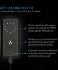 PWM speed controller for Airlift 12 Inch Shutter Exhaust Fan With 10 Speed PWM Controller Energy Efficient EC Motor Wall Mount