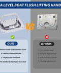 Comparison of 316 stainless steel flush lifting handle vs 304 stainless steel handle, highlighting marine-grade quality and corrosion resistance.