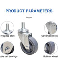 Heavy Duty Swivel Caster Wheels With Top Plate M Threaded Stem Rubber Casters For Furniture And Workbenches details
