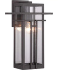 Boxwood Collection 1 Light Outdoor Wall Lantern In Antique Bronze With Clear Seeded Glass Craftsman Style Large Exterior Light