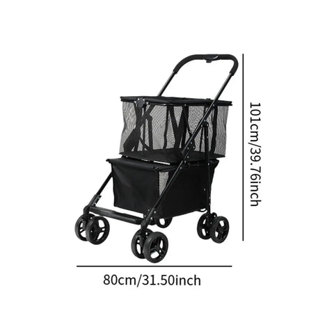 Heavy Duty Folding Utility Cart With Sweet Smooth Glide Swivel Wheels For No Sweat Hauling, 101cm height, mesh sides.