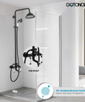 Oil Rubbed Bronze Shower Faucet Set With 8 Inch Rainfall Shower Head Handheld Spray in modern bathroom setting