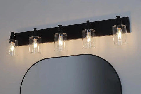 Brushed Nickel 3 Light Vanity Lighting Modern Wall Sconce Over Mirror Industrial Bathroom Light Fixture With Clear Glass Shades