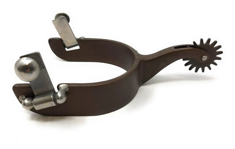 Ladies Antique Brown Western Spurs With 1 Inch Steel Band Silver Overlay Trim 2 Inch Raised Shank For Control One And A Quarter Inch Brown Steel Rowels For Smooth Engagement Comfortable 3 Inch Opening