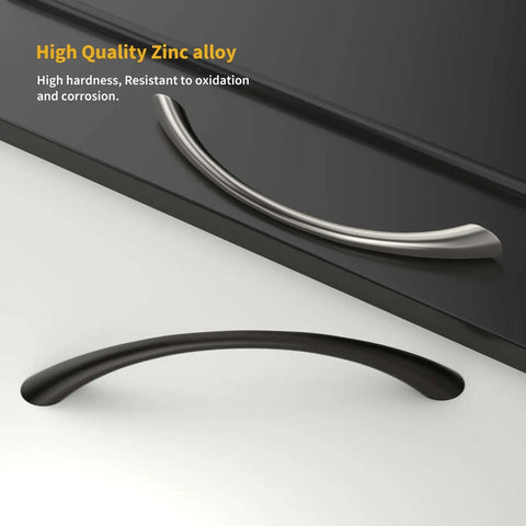 Dope Fit for Your Home with These 5-Inch Curved Cabinet Handles Black Drawer Pulls for Dressers and Kitchens Solid Zinc Alloy 10 Pack Includes Screws Smooth Design for a Fresh Modern Look.