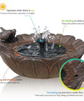 Sunflower Solar Bird Bath Fountain With Resting Bird Eco Friendly Solar Powered Outdoor Garden Water Feature With Three Nozzles Easy Setup For Bird Bath And Hummingbirds In The Yard Or Patio