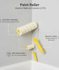 Pro Grade Paint Roller For Drywall And Smooth Ceilings With Dual Yellow Strip Cover For Streak Free Gliding Action On Large Flat Walls.