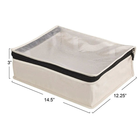Under Bed Sweater Storage Bags 2 Pack Made From Breathable Cotton Canvas With Zippers And Clear Top Window For Quick Visuals
