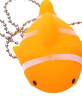 Fish Bathtub Drain Stopper with Chain Rubber for Shower Drains, yellow fish design with white stripes and attachment chain.