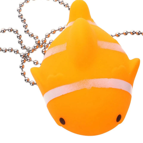 Fish Bathtub Drain Stopper with Chain Rubber for Shower Drains, yellow fish design with white stripes and attachment chain.