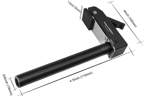 20mm Bench Dog Clamps 2 Pack For Long Throat Hold Down On MFT Tables Heavy Duty Aluminum Clamp Set shown with dimensions