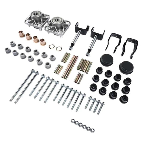 Upgrade Your Ride With This Durable Cart Front End Repair Kit Designed For 2004 On Club Car Precedent Gas Models To Restore Handling And Fix Wobbling Issues Smoothly. front end repair kit with bushings, bolts, and bearings, metal and rubber parts, for Club Car Precedent gas models