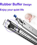 Pair Of 60 Inch Heavy Duty Drawer Slides With Full Extension And 500 Lb Load Capacity, featuring a rubber buffer design.