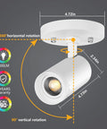 Diagram of Three Color Temperature Adjustable LED Ceiling Spotlight Flush Mount With Directional Beam For Living Room and Bedroom.