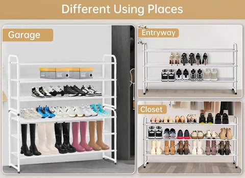 Level Up Your Space With This Heavy Duty Three Tier Shoe Rack Built Tough Metal Organizer Wide Stackable Storage Shelf In Crisp White Hits Different For Closets And Bedrooms