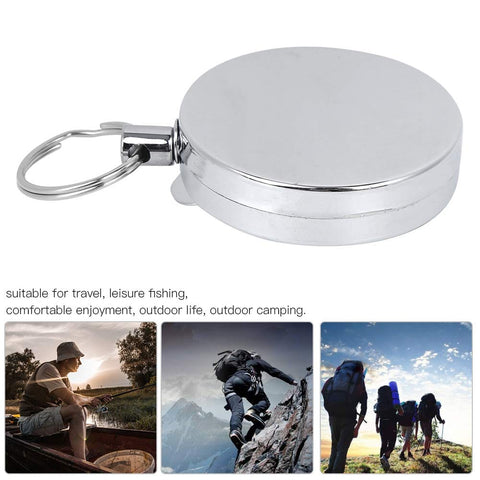 Retractable Key Ring Wire Keychain With Belt Clip Anti Theft Anti Lost Design 5 Cm Diameter Metal Electroplated Gear