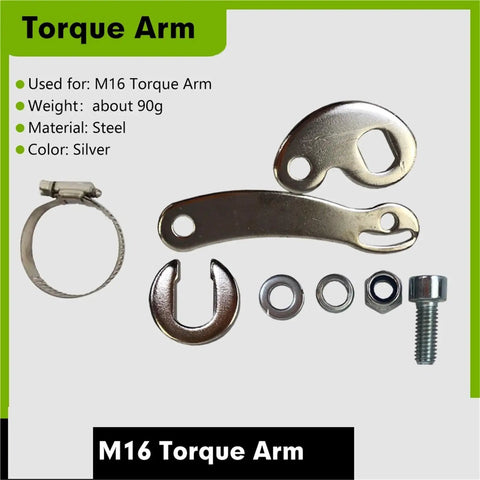 Universal Torque Arm Conversion Kit For Ebikes And Bike Hub Motors Beefed Up Mounting For M12 M14 M16 Shafts, silver components
