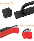 Two Pack Self Stick Adhesive Cabinet Door Handles Black 148mm Aluminum Alloy With Smooth Surface No Drill Installation